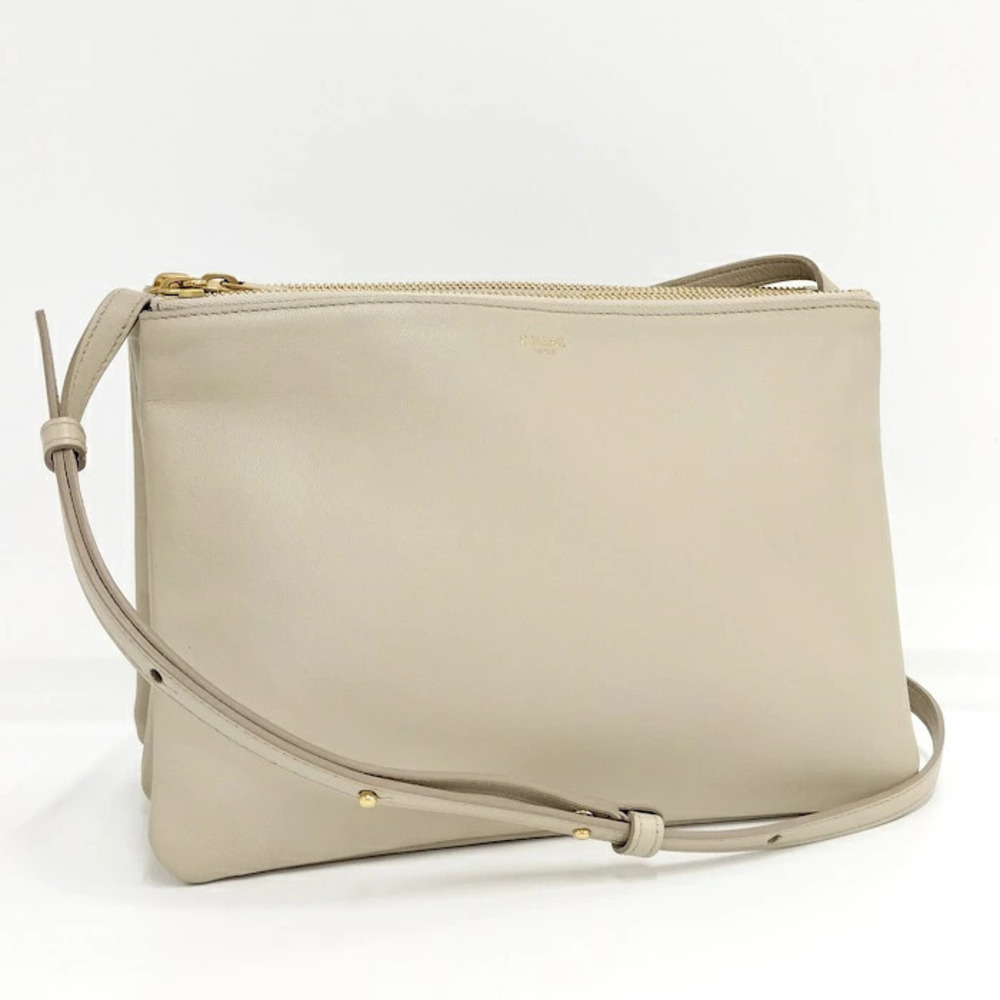 Celine Trio Shoulder Bag Leather Beige